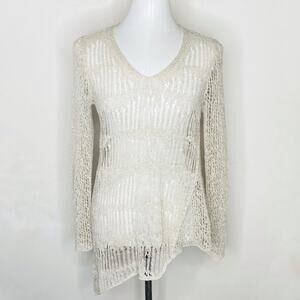 Eileen Fisher Open Knit Asymmetrical Hem Top size Small